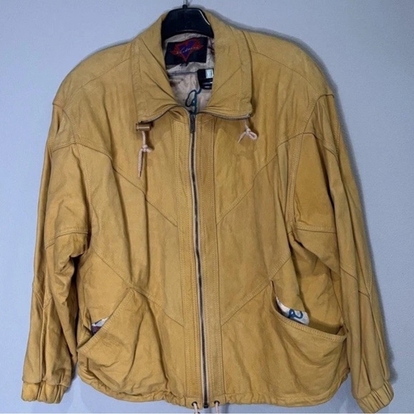 verducci Jackets & Blazers - Vtg Verducci Yellow Bomber Jacket Sz M Women